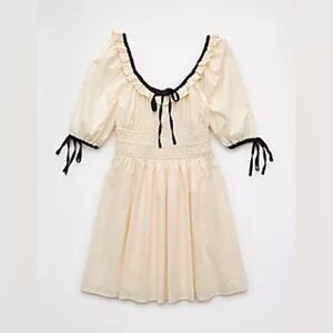 AE Ruched Bodice Puff Sleve Mini Dress